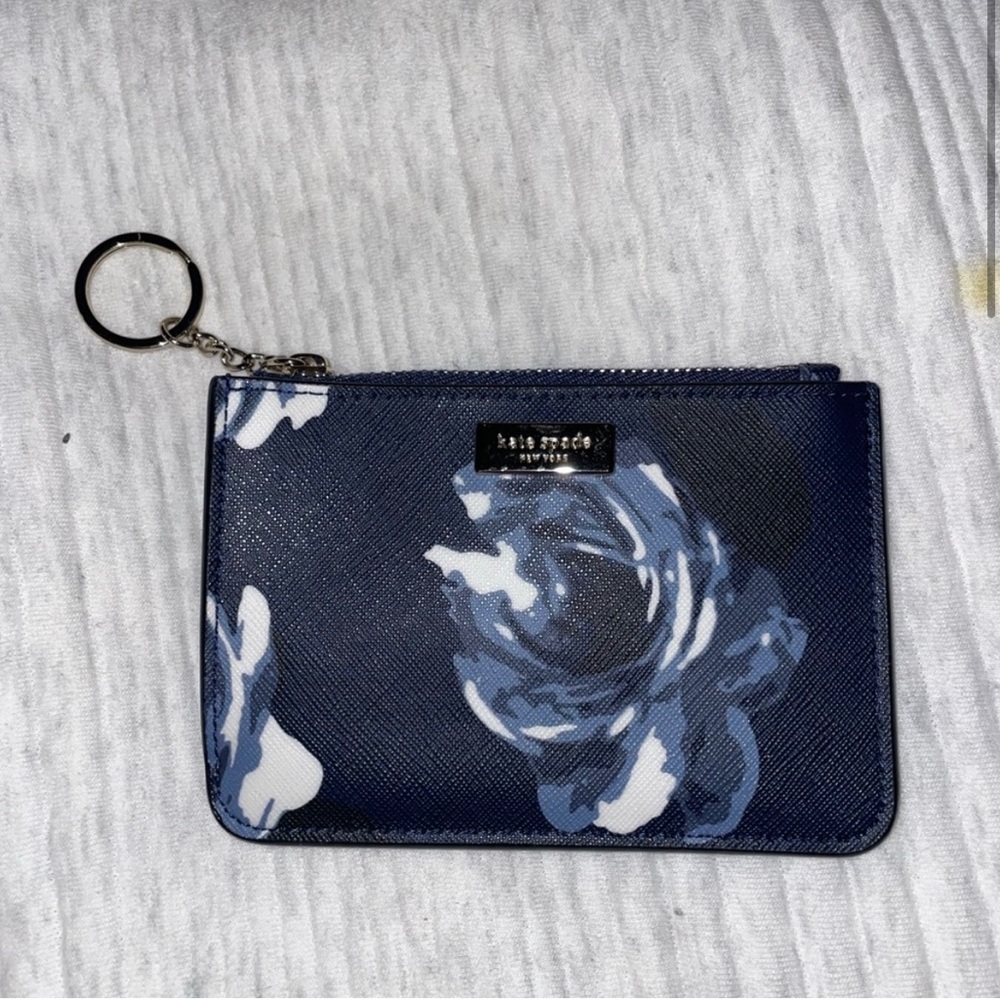 Kate Spade wallet, dark blue with flowers